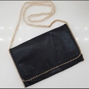 Vegan Leather Black Clutch Crossbody Puree